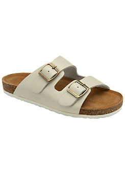 Devi Double Strap White Footbed Sandals by Dunlop