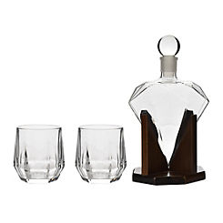 Diamond Whiskey Decanter Set Incl 2 Glasses