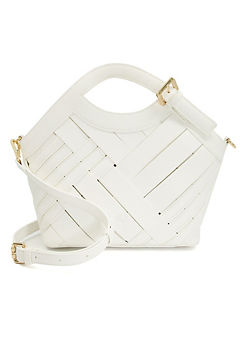 Dinkydivision White Small Woven Artisan Tote Bag by Dune London