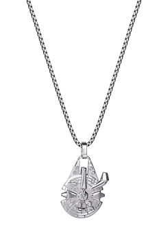 Disney Silver Stainless Steel Millennium Falcon Pendant with Box Chain by Star Wars