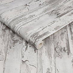 Distressed Wood Grey Wallpaper by Fresco
