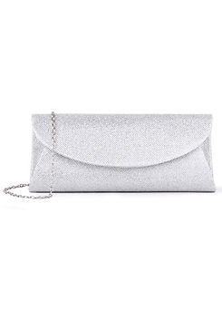 Dominique Silver Glitter Mesh Clutch Bag by Paradox London