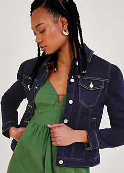 Dora Puff Sleeve Denim Jacket with Sustainable Cotton by Monsoon