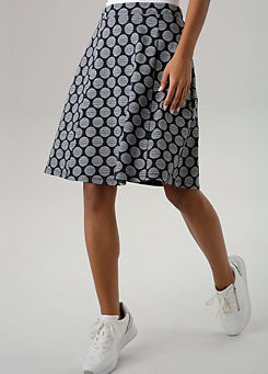 Dotty Jersey A-Line Skirt by Aniston