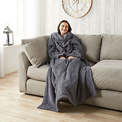 Downland Huggleland Charcoal Wearable Fleece Blanket