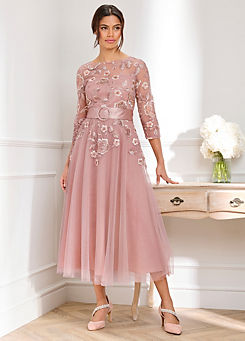 Dusky Pink Sequin Prom Dress by Kaleidoscope