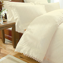 Ecru Broderie Anglais Duvet Cover and Pillowcase Set by Portfolio Home