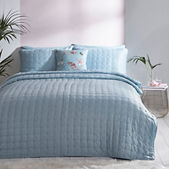 Eden Sweeping Blossom Duck Egg Bedspread & Pillowsham Set