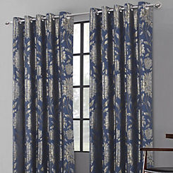 Elanie Jacquard Pair of Lined Eyelet Curtains by Home Curtains