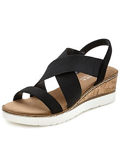 Elasticated Strapped Wedge Mules by LASCANA