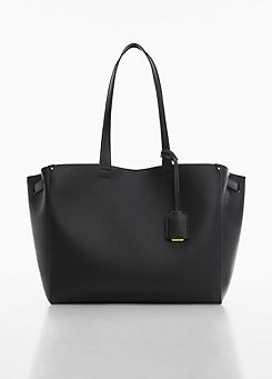 Elliot Black Double Handle Shopper Bag by Mango