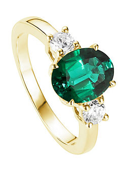 Ellison 9ct Gold 9.7mm Created Emerald & 0.33ct Lab Grown Diamond Ring by Created Brilliance