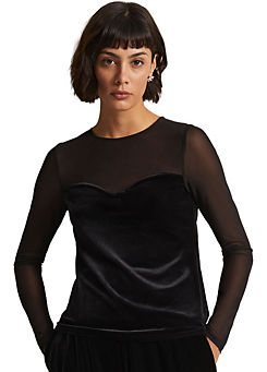 Elouise Velvet Mesh Top by Phase Eight