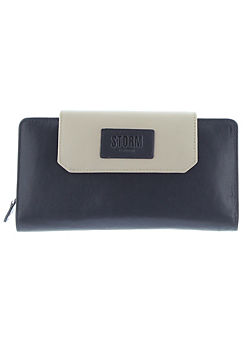 Embassy Large Leather Purse - Black & Cream by Storm London