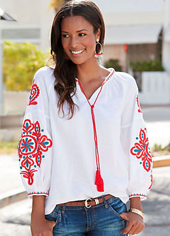 Embroidered Long Sleeve Blouse by LASCANA