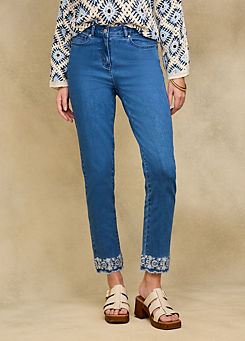 Embroidered Skinny Crop Jeans by Together