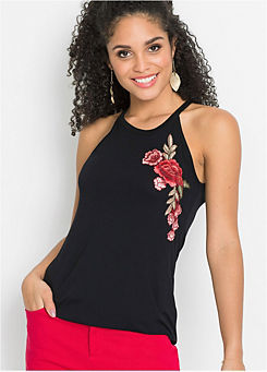 Embroidered Sleeveless Top by bonprix