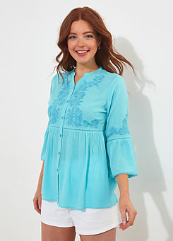 Embroidered V-Neck Blouse by Joe Browns
