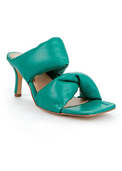 Emerald Green Leather Padded Twist Strap Mules by Kaleidoscope