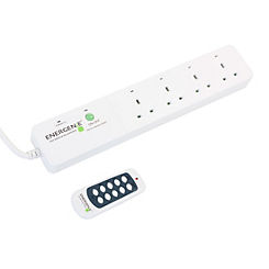 Energy Saving 4-Gang Remote Controlled Extension Lead with Controller & Surge Protection by Energenie