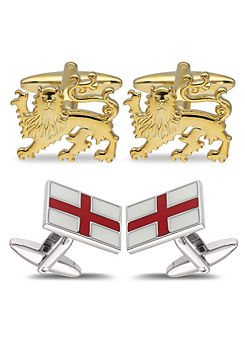 England Flag & Lion Cufflink Set