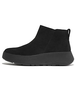 F-Mode Black Suede Flatform Microwobbleboard™ Midsole Ankle Boots by Fitflop