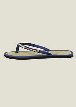 Facet Bead Seagrass Flip Flops by Accessorize