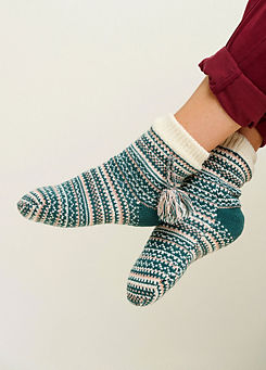 Fairisle Knitted Slipper Socks by Brakeburn