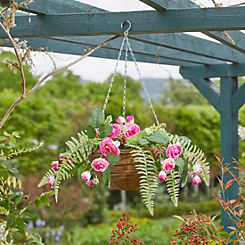 Faux Decor Pink Perfection Faux Hanging Basket by Smart Garden