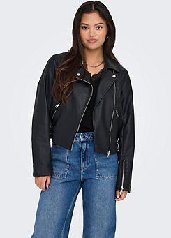 Faux Leather Biker Jacket by Only