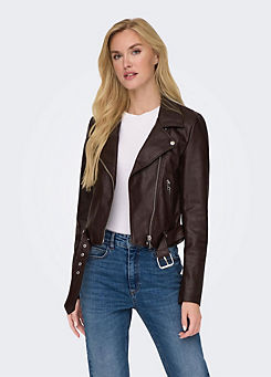 Faux Leather Biker Jacket by Only