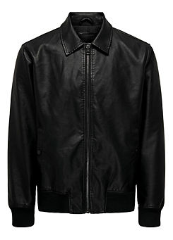 Faux Leather Jacket by Only & Sons