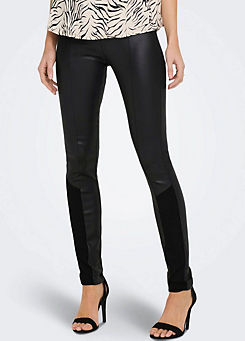 Faux Leather Skinny Trousers by Only