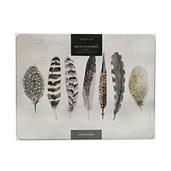 Feathers Pack of 6 Premium Placemats by Creative Tops