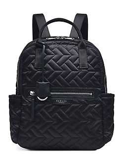 Finsbury Park Black Quilt Medium Ziptop Backpack by Radley London