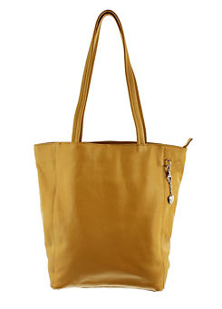 Fiorella Large Leather Tote Bag - Mustard by Storm London