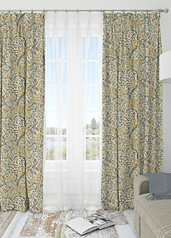 Flora Pair of Pencil Pleat Lined Curtains by William Morris