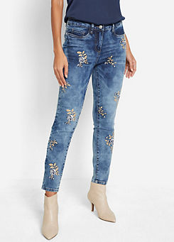 Floral Embroidered Jeans by bonprix
