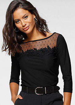 Floral Lace Crew-Neck Top by Laura Scott
