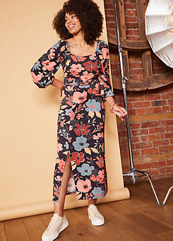 Floral Print Jersey Midaxi Dress by Love Mark Heyes