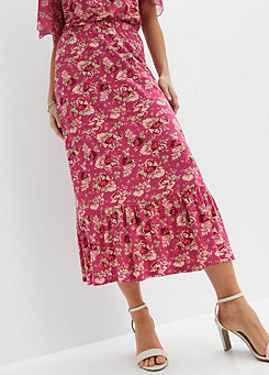 Floral Print Jersey Midi Skirt by bonprix