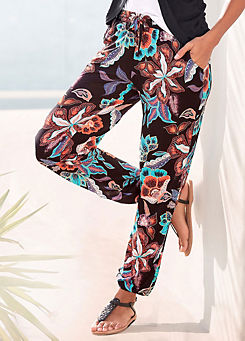Floral Print Jersey Pants by Vivance