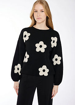 Floral Print Round Neck Sweater by Hailys