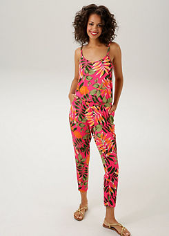 Floral Print Sleeveless Jumpsuit by Aniston