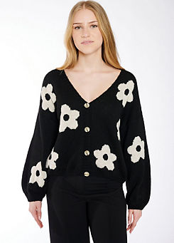 Floral Print V-Neck Button Through Cardigan by Hailys