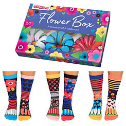 Flower Box’ 6 Odd Socks in a Gift Box by United Oddsocks