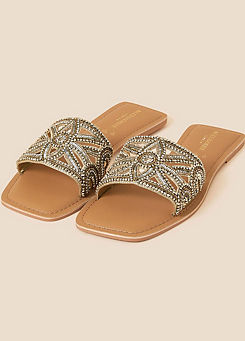 Flower Embellished Diamante Sliders by Accessorize