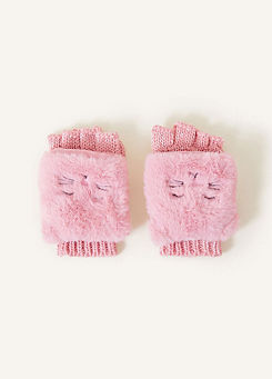 Fluffy Faux Fur Cat Capped Gloves by Accessorize