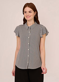 Flutter Sleeve Button Up Blouse by Adrianna Papell