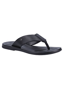 Fredss Black Toepost Leather Sandals by Dune London